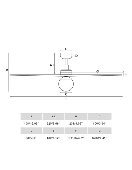 Ventilador de techo con luz Klim Smart M - Faro - Elegante ventilador DC con palas de madera nogal