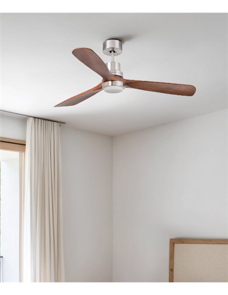 Ventilador de techo con luz Lantau L - Faro - Ventilador DC de nogal