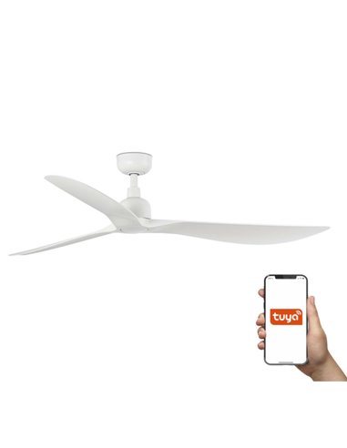 Ventilador de techo inteligente Outwood L - Faro - Ventilador blanco, apto exterior (IP44)