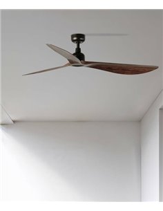 Ventilador de techo Outwood L Smart - Faro - Ventilador DC con palas de nogal, apto exterior (IP44)