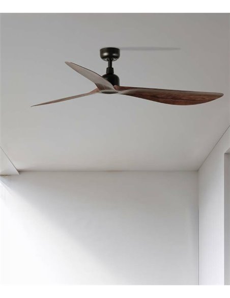 Ventilador de techo Outwood L Smart - Faro - Ventilador DC con palas de nogal, apto exterior (IP44)