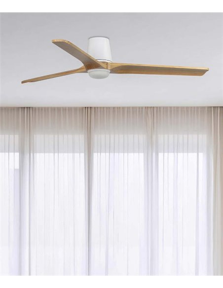 Ventilador de techo con luz Heywood Tub LED L - Faro - Ventilador DC de pino