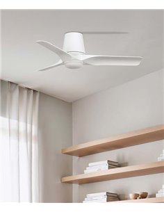 Ventilador de techo con luz Hey Tub LED S - Faro - Diseño blanco, motor DC