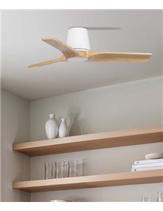 Ventilador de techo sin luz Heywood Tub S - Faro - Palas FSC de pino, motor DC