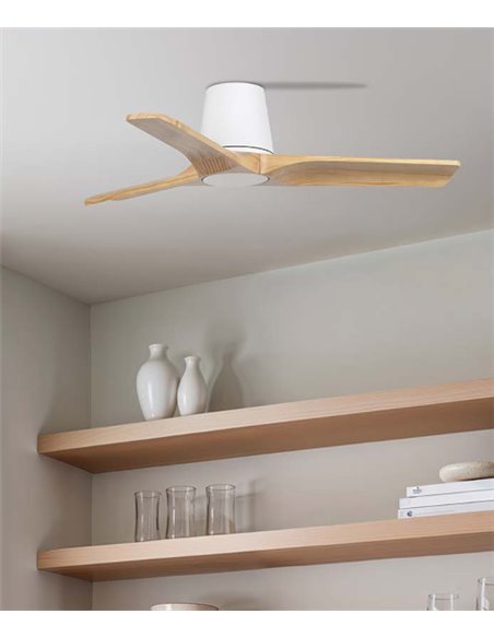Ventilador de techo sin luz Heywood Tub S - Faro - Palas FSC de pino, motor DC