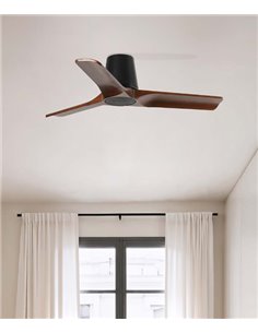 Ventilador de techo sin luz Heywood Tub S - Faro - Palas FSC de nogal, motor DC