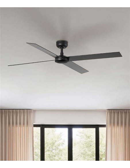 Ventilador de techo Rudder L - Faro - Palas reversibles negro/nogal