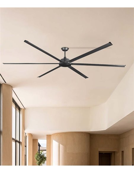 Ventilador de techo Rotterdam 30 XXL - Faro – Ventilador DC negro, apto para espacios superiores a 39 m²