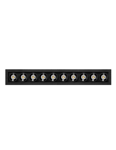 Empotrable de techo Black Foster Micro - Arkoslight - Diseño horizontal con 10 luces