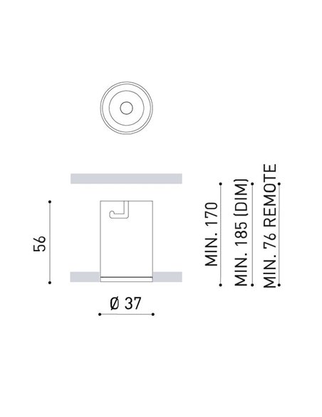 Foco de techo trimless Lens Light - Arkoslight - Diseño redondo, empotrable, Ø 3,7 cm