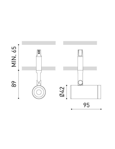 Lámpara foco para carril 24V Coco - Arkoslight - Diseño orientable LED