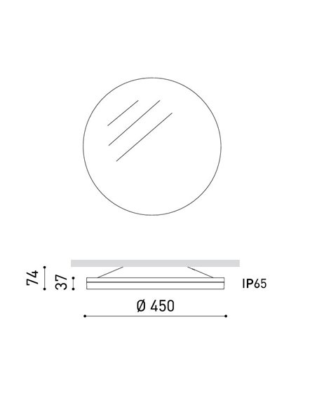 Plafón de techo de exterior Vola - Arkoslight - Diseño redondo blanco LED
