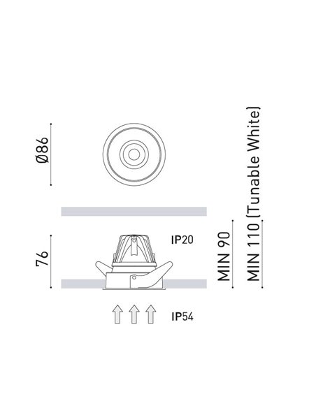 Foco de techo de exterior Buddy - Arkoslight - Lámpara redonda regulable LED regulable