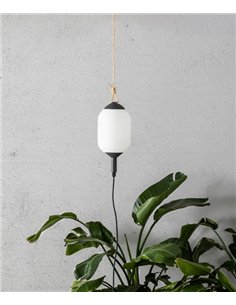 Lámpara portátil y colgante de exterior Saigon – Faro – Gris oscuro+blanco