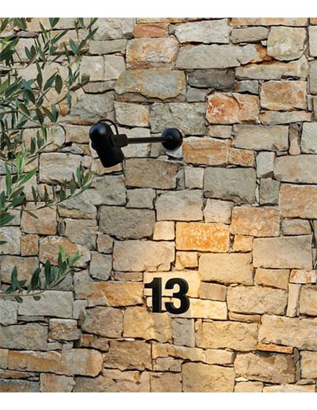 Lámpara proyector Slot-2 - Faro - Lámpara negra de exterior LED