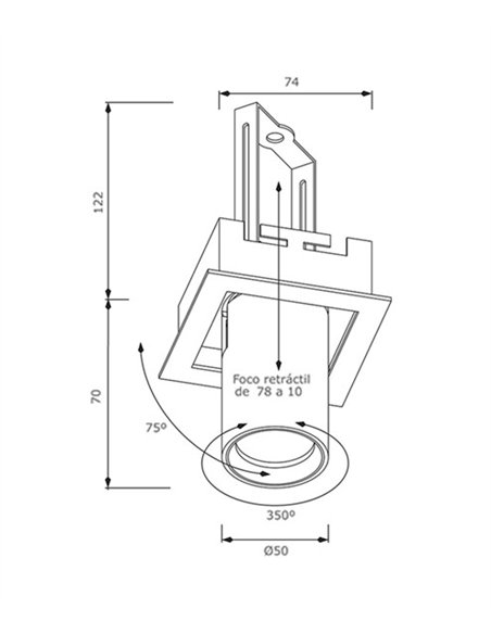 Foco empotrable FE21 - Conalux - Lámpara cuadrada con luz orientable