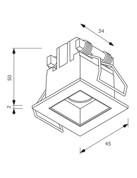 Foco de techo FE22 - Conalux - Downlight cuadrado, blanco