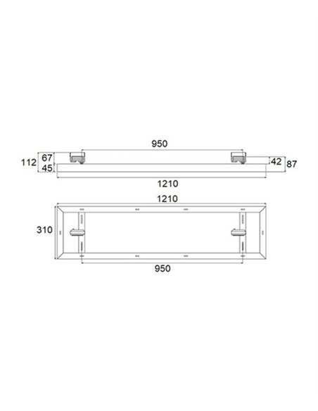 Lámpara de carril TL5005 - Conalux - Lámpara blanca rectangular, 36W/45W