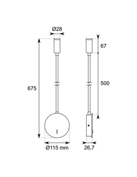 Lámpara de pared Cia - Conalux - Lámpara de pared de lectura con USB