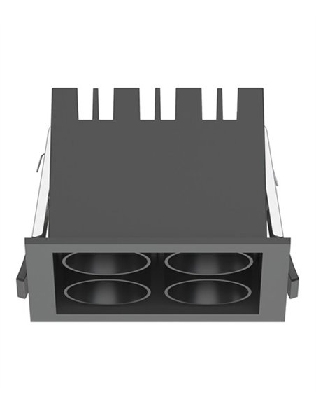 Lámpara empotrable de techo Hera Q1 - Conalux - Diseño cuadrado negro, 4 focos