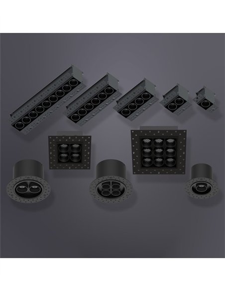 Lámpara empotrable Hera QEP - Conalux - Diseño cuadrado negro con 4 focos