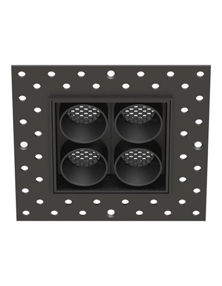 Lámpara empotrable Hera QEP - Conalux - Diseño cuadrado negro con 4 focos