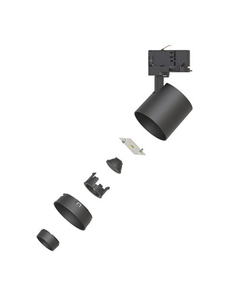 Foco para carril trifásico Hera - Conalux - Proyector orientable negro