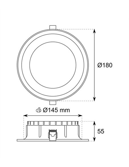 Foco de techo empotrable 3035 - Conalux - Downlight redondo basculante, Ø 18 cm