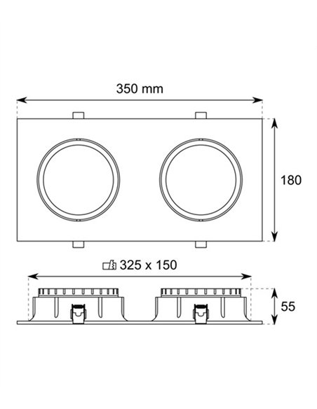 Foco de techo empotrable - Conalux - Downlight con 2 o 3 luces orientables