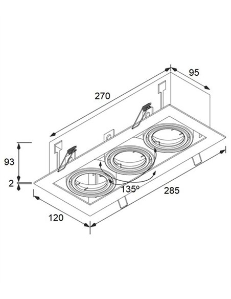 Lámpara de techo empotrable 3010 - Conalux - Downlight lineal con 3 o 4 focos orientables