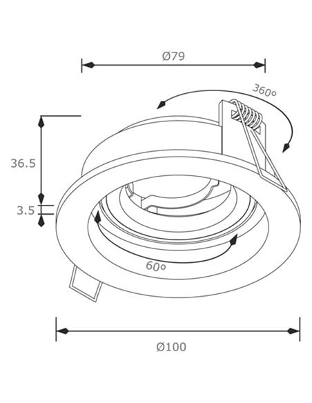 Lámpara empotrable 4205 - Conalux - Downlight blanco orientable 