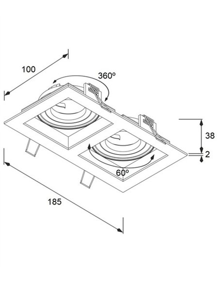 Lámpara de techo empotrable - Conalux - Downlight basculante de dos luces