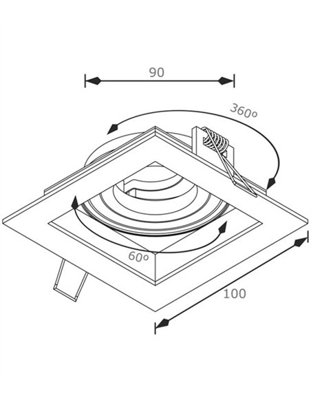 Lámpara empotrable 4204 - Conalux - Downlight basculante cuadrado