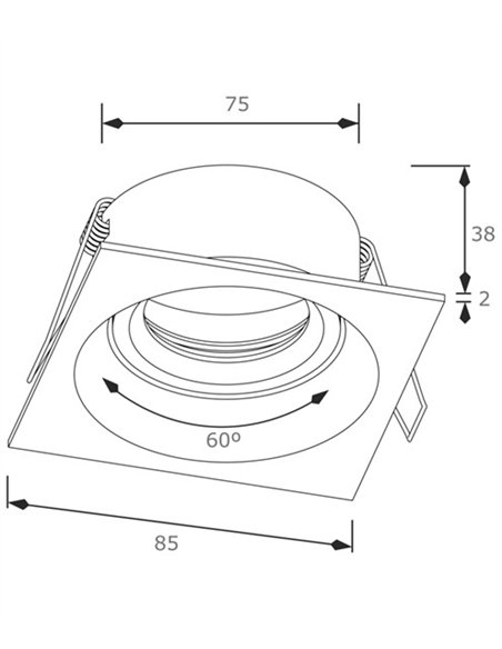 Lámpara empotrable 4201 - Conalux - Downlight cuadrado blanco