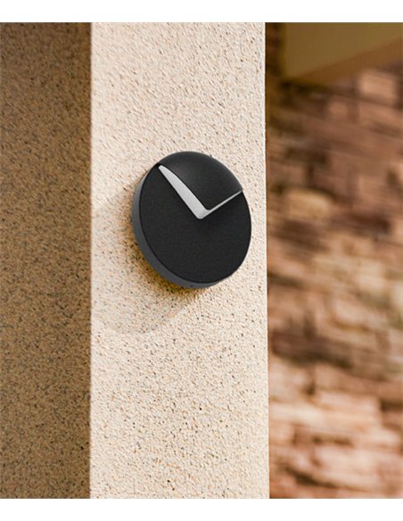 Aplique de pared de exterior - Conalux - Lámpara redonda negra, Ø 20 cm