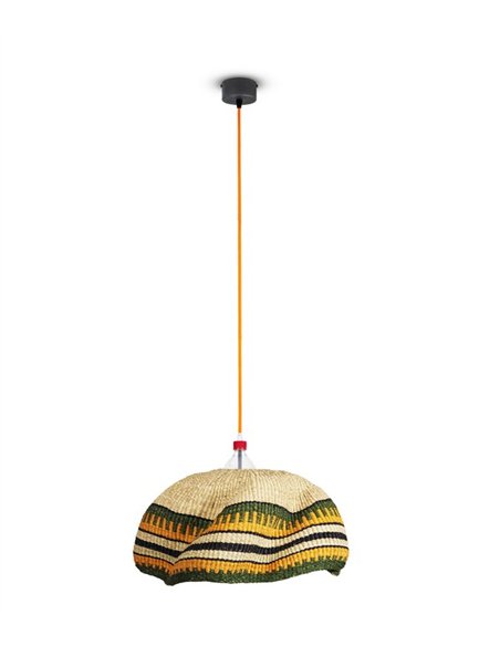 Lámpara colgante Bolgatanga Single S - PET Lamp - Pantalla de fibra natural “elephant grass” y botellas recicladas