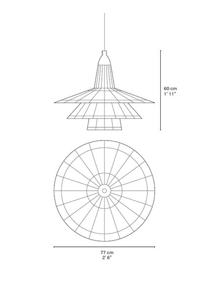 Lámpara colgante Chimbarongo Single Triple - PET Lamp - Lámpara artesanal con 3 pantallas de fibras naturales