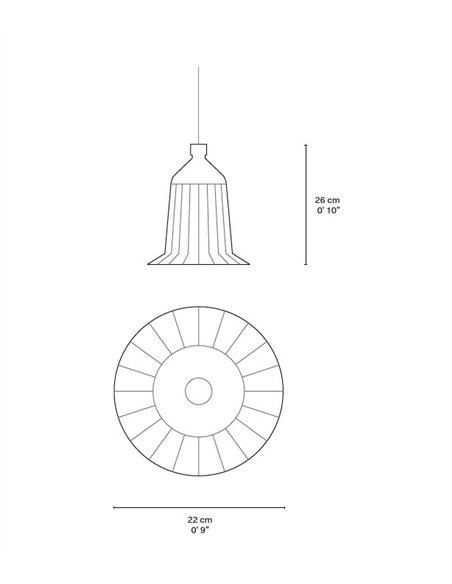 Lámpara colgante Eperara-Siapidara Single M-A - PET Lamp - Lámpara boho chic de fibra natural