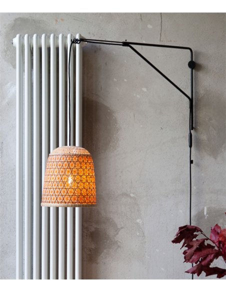 Aplique de pared Pikul Wall - PET Lamp - Diseño colgante con pantalla de fibra natural de bambú