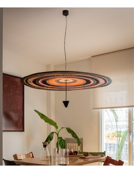 Lámpara colgante Gurunsi Single - PET Lamp - Pantalla de fibra natural “elephant grass”, lámpara artesanal