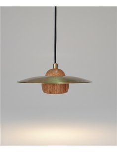 Lámpara colgante Txapela - Pedret Lighting - Lámpara de roble y latón satinado  2