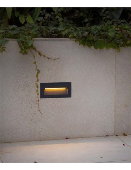 Lámpara empotrable de pared Mani - Faro - Diseño rectangular, LED regulable