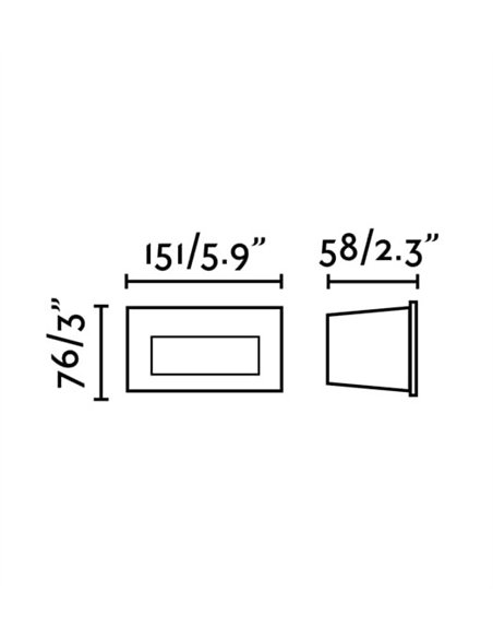 Lámpara empotrable de pared Mani - Faro - Diseño rectangular, LED regulable