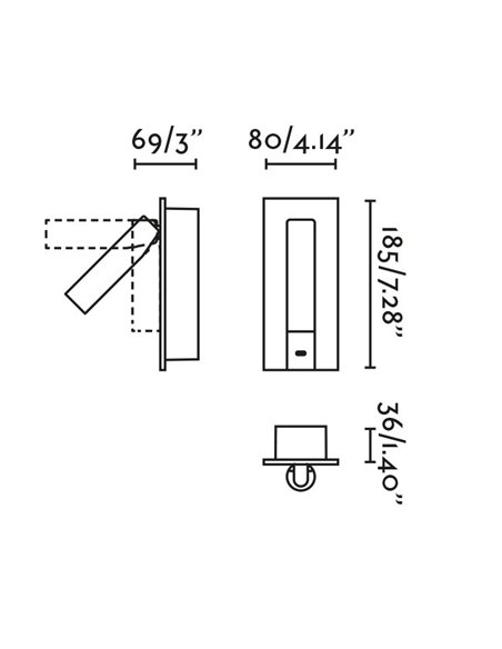 Aplique de pared Gabo - Faro - Lámpara de lectura con lector orientable