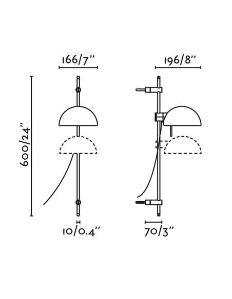Aplique de pared Matilda - Faro - Lámpara móvil, regulable en altura