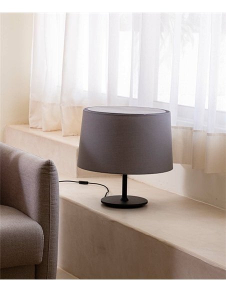 Lámpara de mesa Windsor - Faro - Pantalla de tela gris