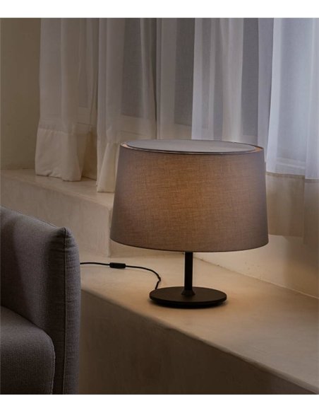 Lámpara de mesa Windsor - Faro - Pantalla de tela gris