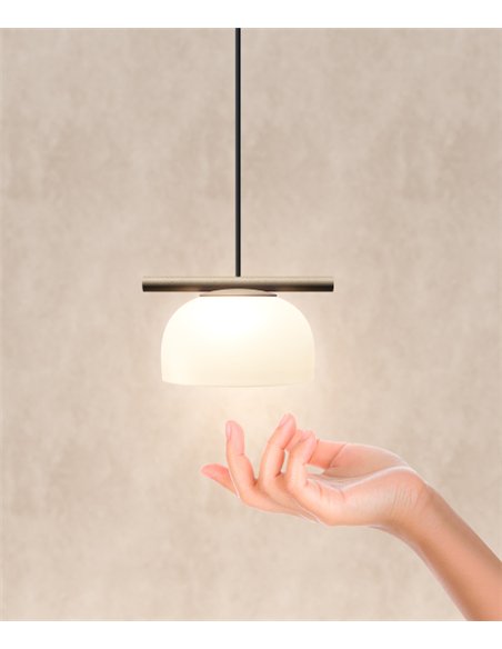 Lámpara colgante Belle Single Cristal - Nexia - Pantalla de vidrio