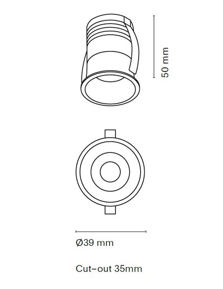 Foco de techo empotrable Tolva Mini - Nexia - Downlight mini IP44, Ø 3.9 cm