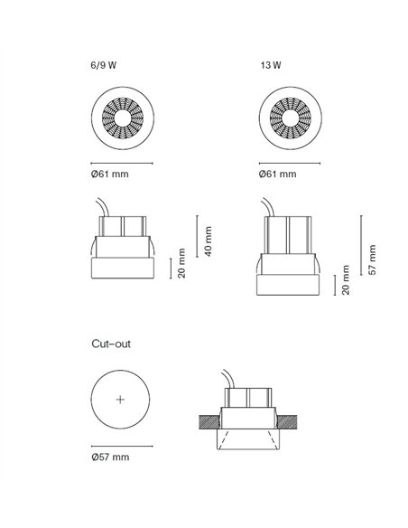 Lámpara de techo empotrable Bumpy - Nexia - Foco redondo LED, Ø 6.1 cm 